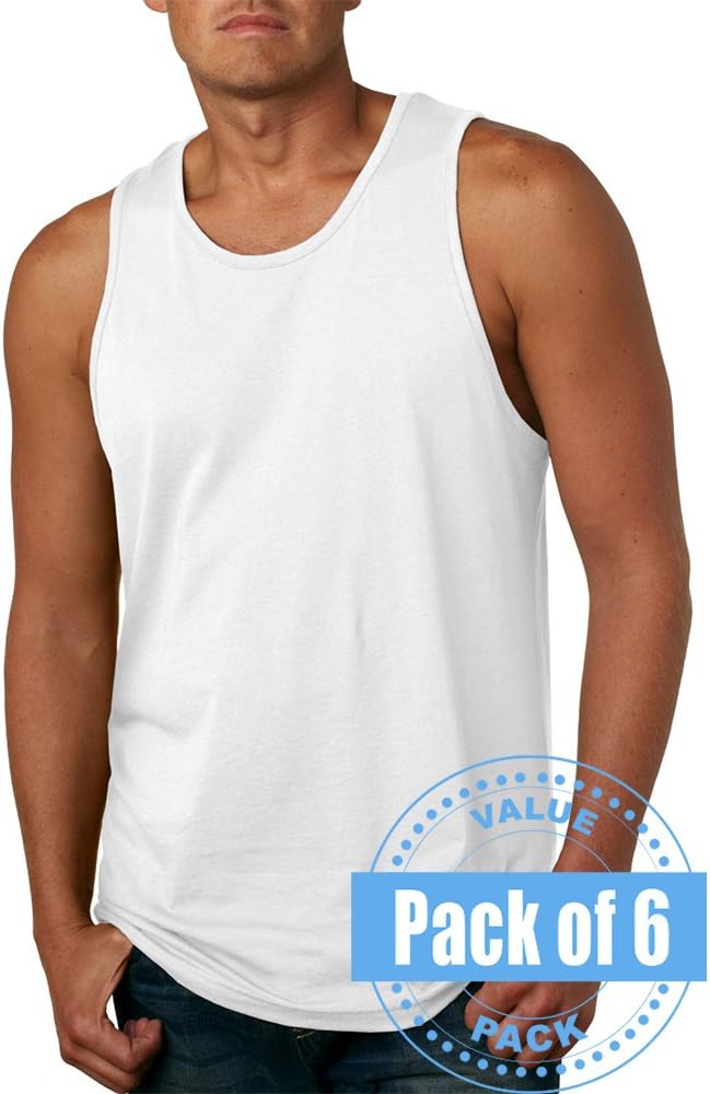 Next Level Mens Jersey Tank Top 3633-White-X-Large (6 Pack)
