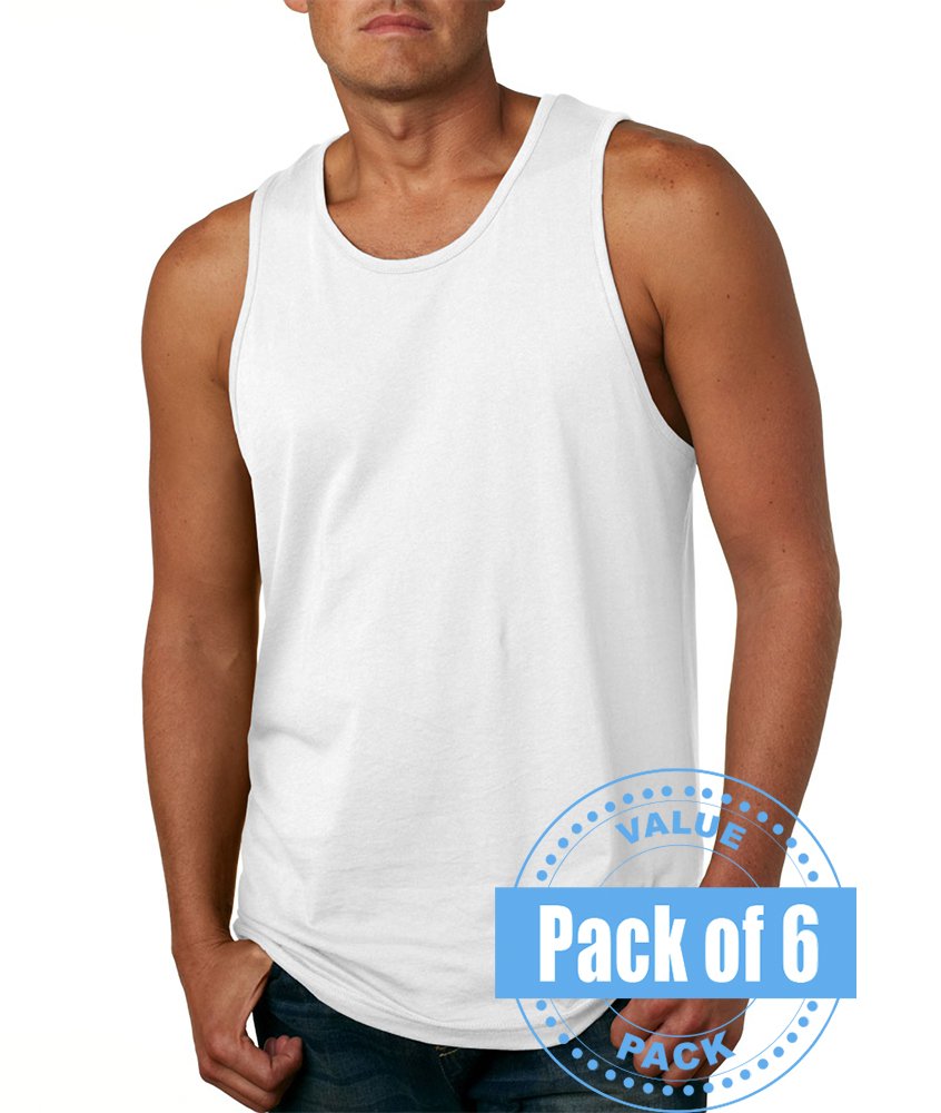 Next Level Mens Jersey Tank Top 3633-White-X-Large (6 Pack)