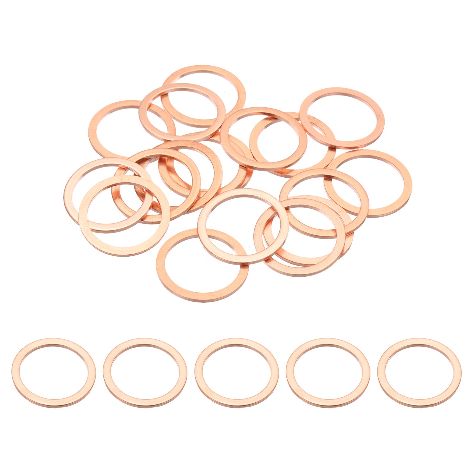PATIKIL 18PCS M22 Copper Washers, M22x28x1.5mm Copper Crush Washer Metric Flat Washers Sealing Washers Assortment Kit Oil Drain Plug Gasket Ring for Automotive Battery Vehicles Screws Bolt