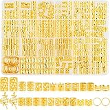 NEBURORA 260 STÜCK GOLDENER HAARSCHMUCK FÜR ZÖPFE, 14 STILE, LOC-SCHMUCK FÜR HAARE, DREADLOCKS, METALL, GOLD, ZÖPFE, RINGE, MANSCHETTEN, CLIPS, LOC-CHARMS FÜR FRAUEN