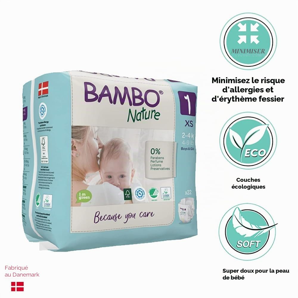 Bambo Nature Premium Eco Couches pour nouveau-né Taille 1 (2-4kg)