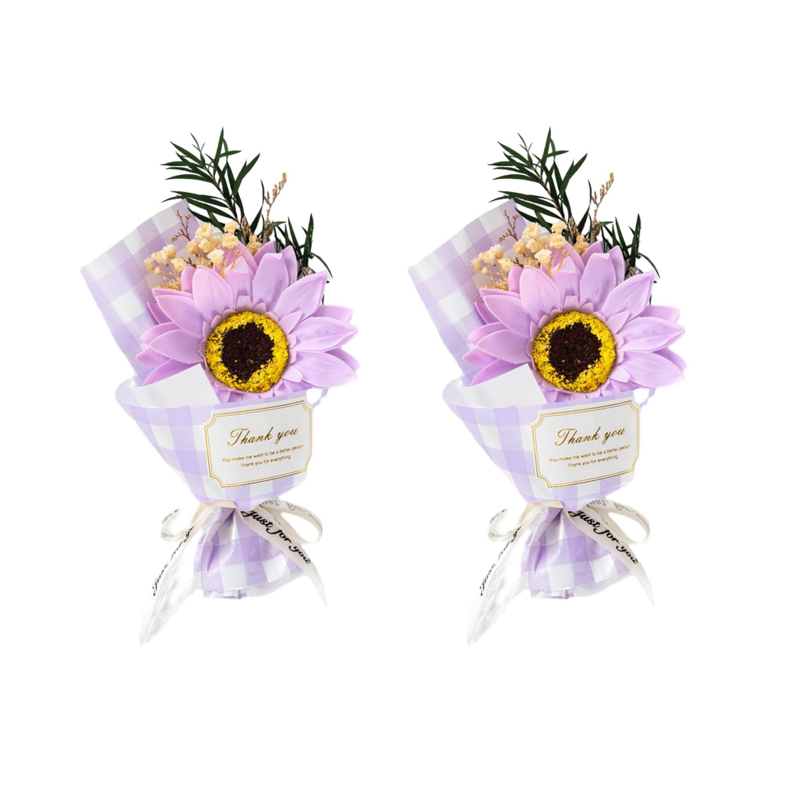 RetroNest Artificial Sunflower Soap Handmade Sunflower Soap 2 Pcs Mini Sunflowers Bouquet Scented Artificial Flower Handmade Eco-friendly Floral Bathroom Decor Gift for Women Mom Wife Girlfriend A 2p