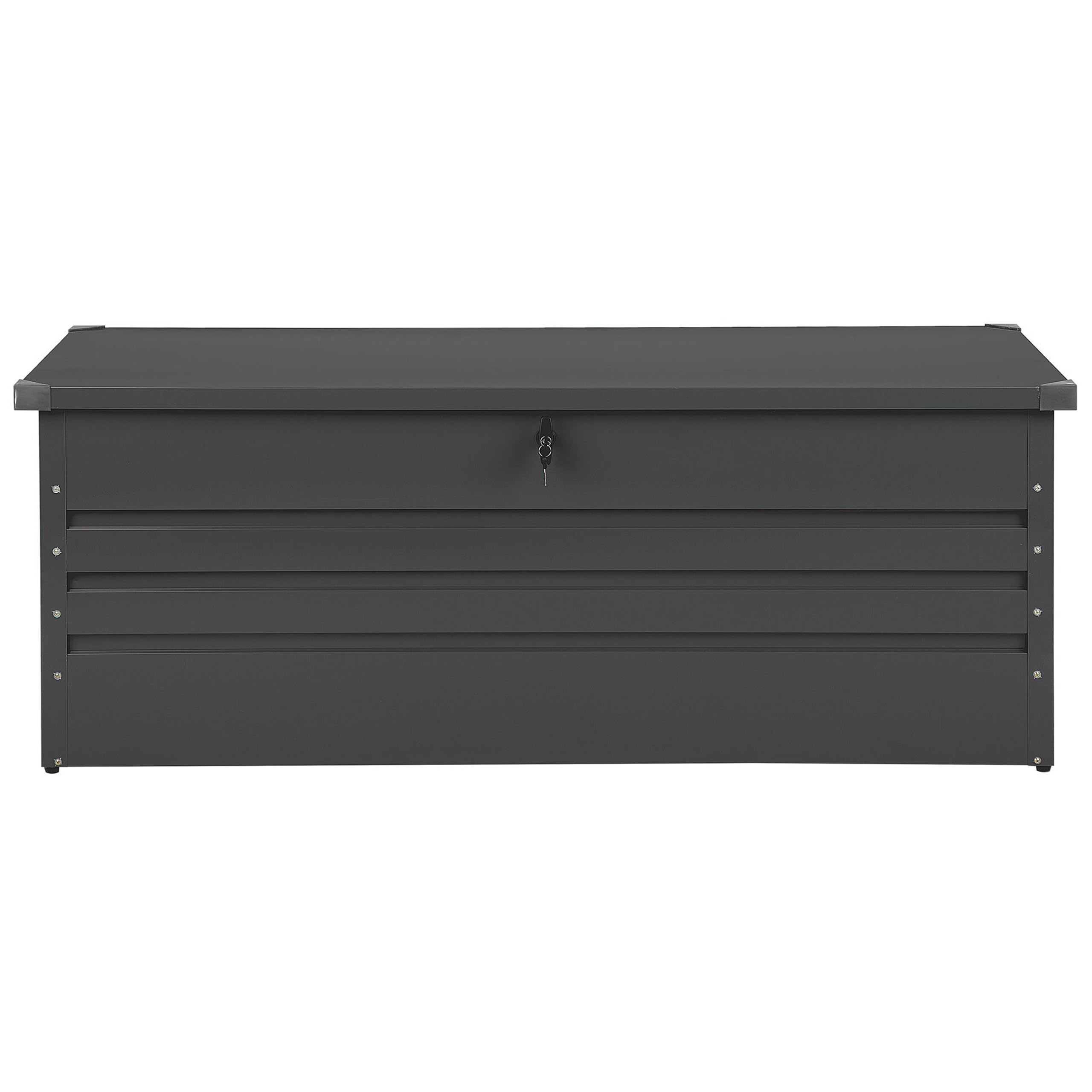 Coffre de Rangement Extérieur 165 x 70 cm 600 Litres en Acier Galvanisé Gris Foncé Idéal pour les Accessoires de Jardin Durable et Décoratif Beliani