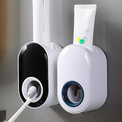 Miniatura 2 de Dispensador de pasta de dientes y soporte para cepillo de dientes, pared dispensador de pasta de dientes, exprimidor automático de pasta de dientes,