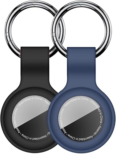 2 Pack Compatible con Funda AirTag Llavero para Air Tag Portador de Silicona para AirTags Llaveros con Cadena para Etiquetas para Apple para AirTag