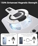 Poignée de téléphone pour Magsafe iPhone Support de sangle 360°Roration Téléphone Kickstand Silicone Finger Ring Innovative Pressure-Relief Damping Charnière Design with Magnet Ring Compatible Tous les téléphones (Blanc)