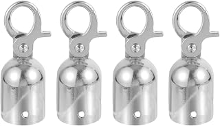 iplusmile Rope End Stopper with Snap Hook 4-Pack, 2.99"×4.40"×1.10" Metal Cord End Caps, Anti-Slip Lock for Stanchion Rope Barriers, Quick-Attach for Crowd Control, Concierge & Outdoor Guardrails