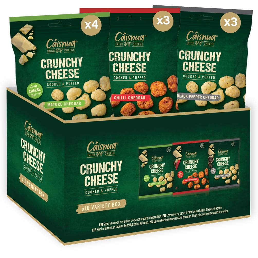 Pépites de fromage soufflé Caisnua - sachets de 40g - Collations céto - Parfait à l'Apéro - Riche en Protéines - (40g (Pack of 10), Mixed Variety)
