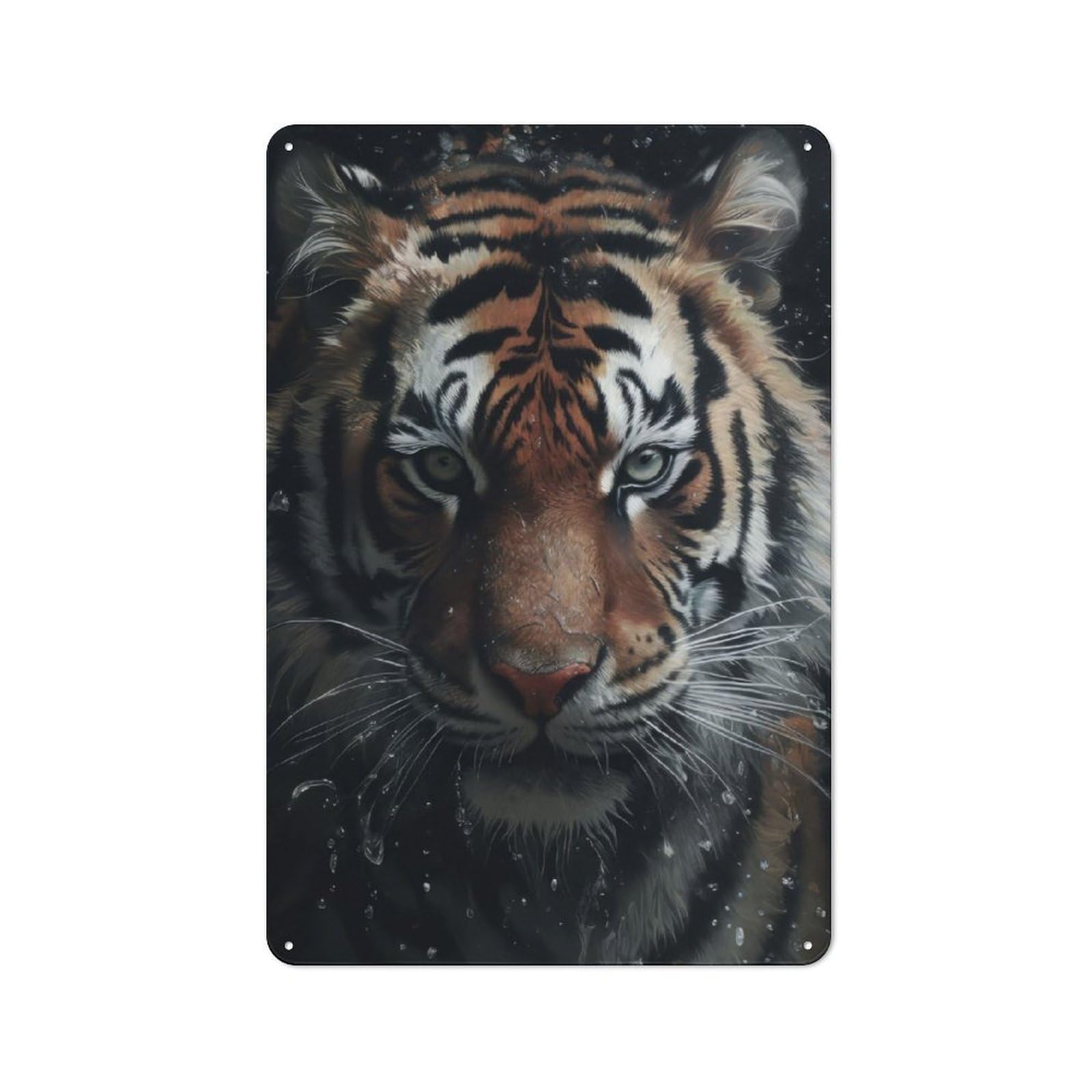 Junmoney Cute Wet Tiger Vintage Tin Sign 30X20cm With For Workshop Wall, For Makers And Diy Enthusiasts, For Retro Home Interiors