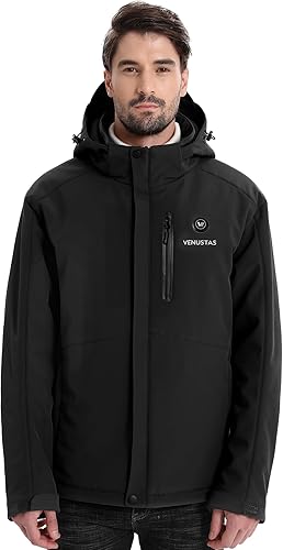 Miniatura 4 de Venustas Chaqueta térmica para hombre con batería de 7.4 V, resistente al viento con capucha desmontable