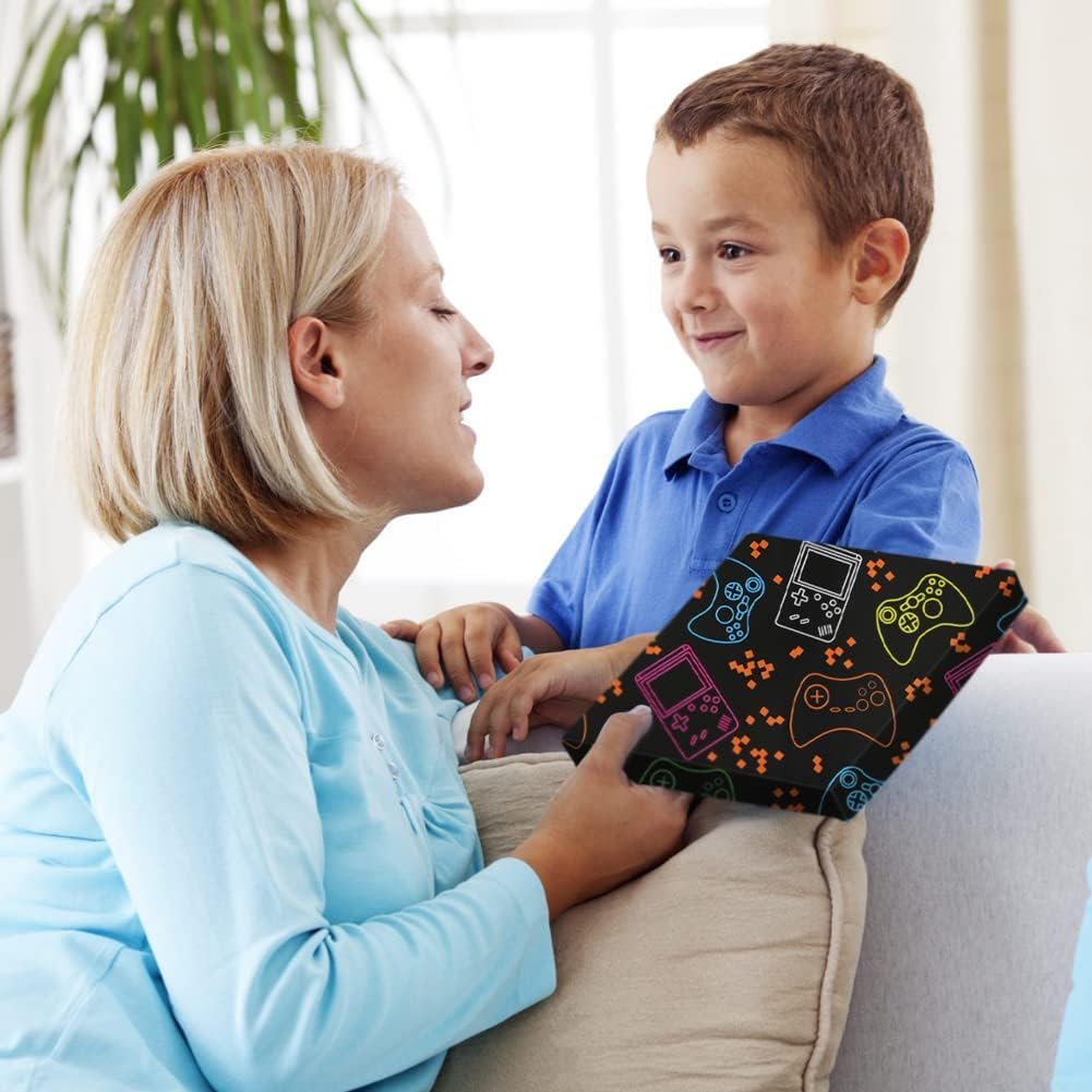 Gaming inpakpapier voor jongens meisjes - 6 vellen geschenkverpakking en labels - Gamer inpakpapier voor mannen vrouwen - blauw verjaardagscadeau voor tieners, vriend, echtgenoot, vrienden