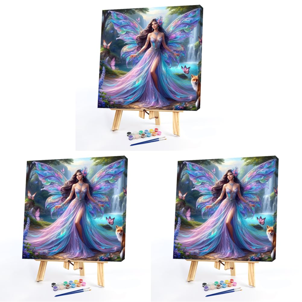 Kexpery Painting by Numbers Kit for Girl Butterfly 40x40cm Frameless DIY Easy for Beginners Adults Home Wall Decor