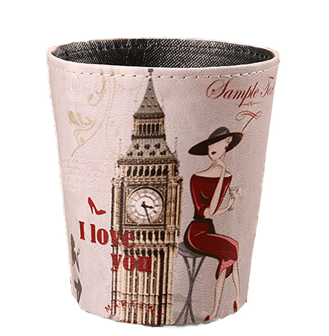AOOPOO Waterproof Vintage Waste Paper Basket Leather Waste Paper Bin Garbage Bin Small For Bedroom Office, Hotels (Color 4)