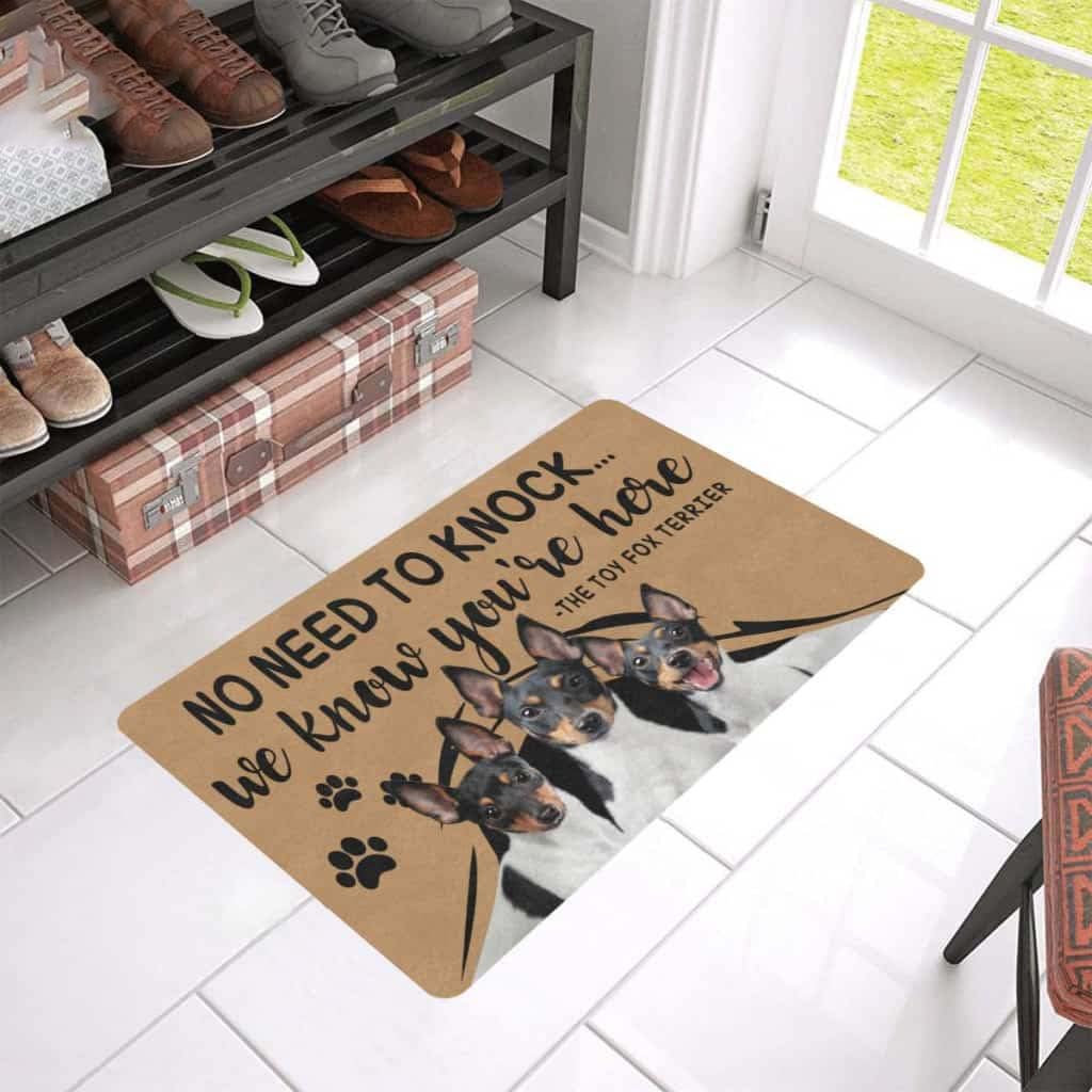 Paillasson extérieur entrée antidérapant et tapis de porte Toy Fox Terrier
