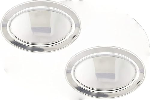 Miniatura 2 de Juego de 2 platos ovalados de acero inoxidable de 18 pulgadas, para aperitivos, aperitivos, frutas, tazas, pasteles, bandeja para servir platos