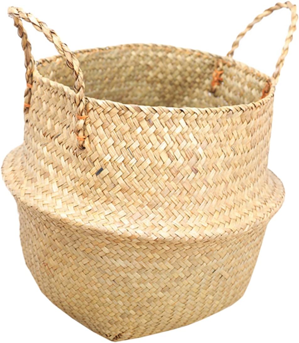 GALPADA 2pcs Yellow Straw Woven Garden Basket Plant Basket for Storage Handheld Flower Holder Home Decor for Banquet Party Wedding