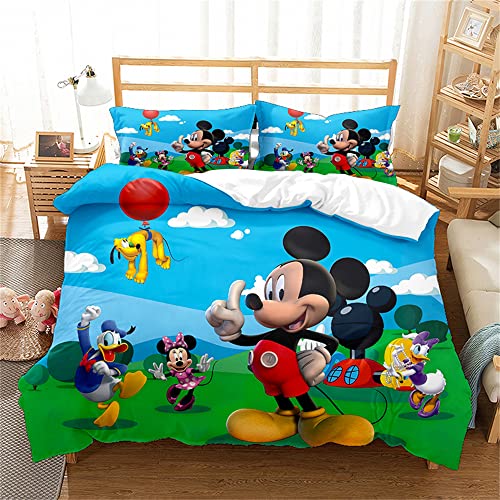 Ste-X Funda Nórdica 200x200cm Elegante - Juego De Cama Mickey Mouse con Cremallera - Funda Nórdica De Microfibra con 2 Fundas De Almohada 65x65 Cm ((220x 240cm)-Cama de 150/160,MM 01)