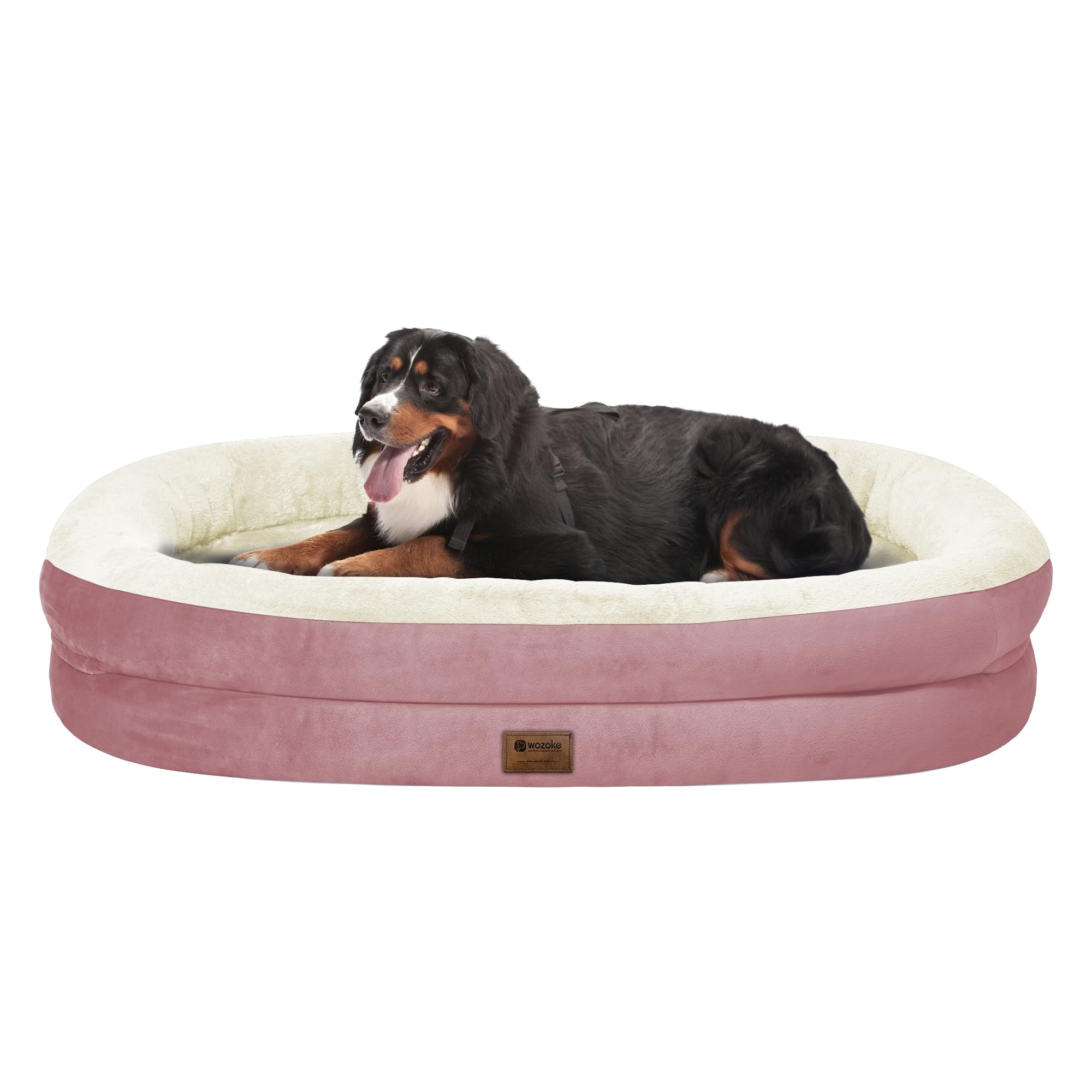 Orthopedic Washable Large Dog Bed: Cooling Dog Bed with Bolsters - Jumbo Bed Waterproof Removable Cover Non-Slip Pet Bed for Extra Large Sized - Pink