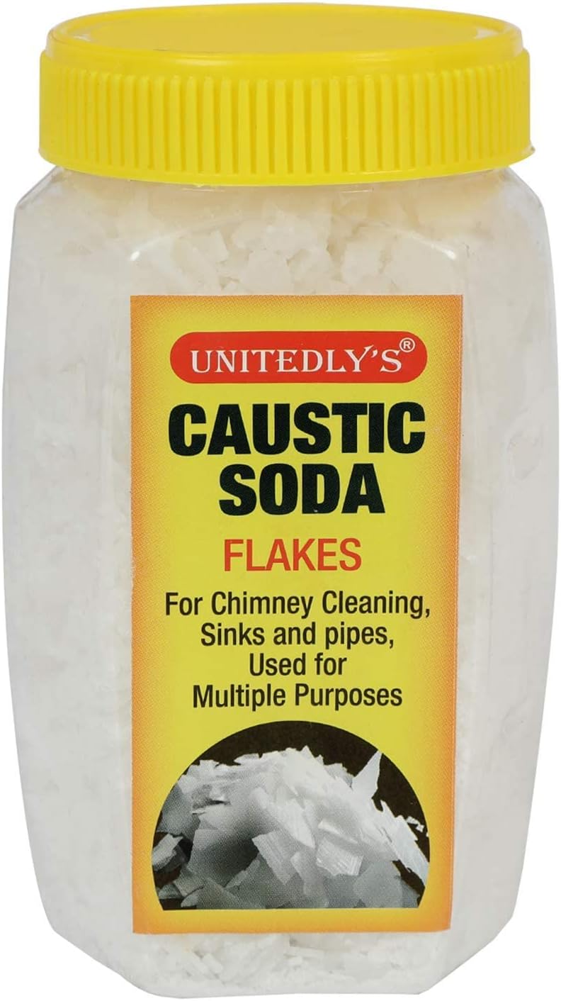 Caustic Soda – Fast-Acting, Non-Toxic & Odorless Formula to Clear Blockages Instantly – Unblock Clogged Sinks & Pipes with Chimney & Drain Cleaner Flakes – 350 Grams