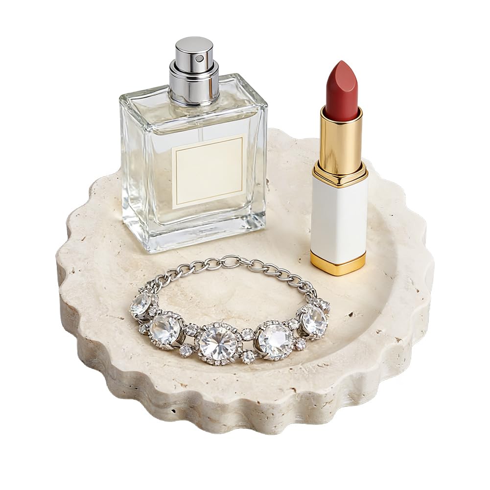 Plateau en travertin nbeads vide-poche en marbre blanc antique sculpté