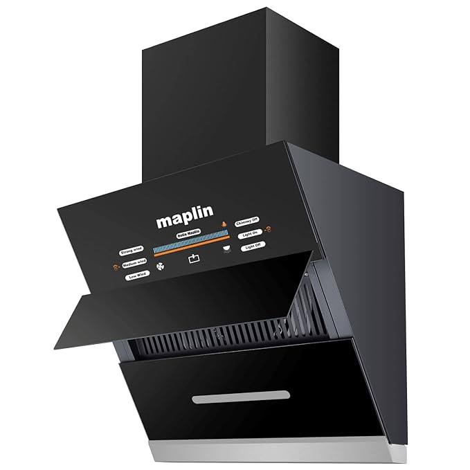 Maplin Voice Control Glass Opening Kitchen Chimney Model MP1002 in 60 cm (Matte Black)