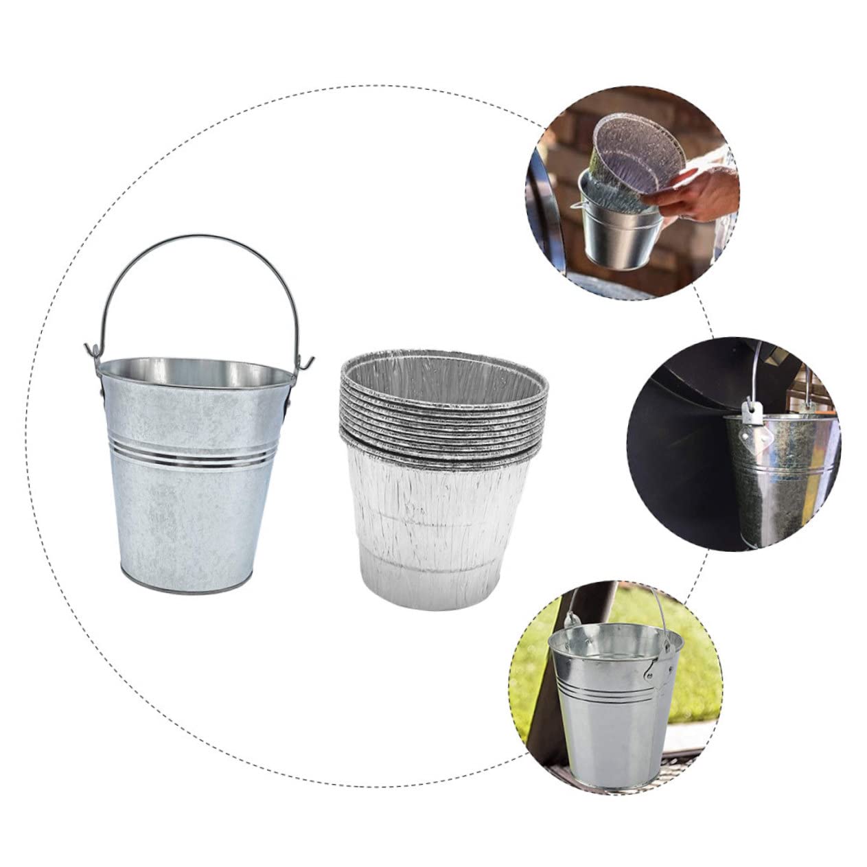 TOYANDONA Cubo de Grasa para Barbacoa de Hierro con 10 Revestimientos