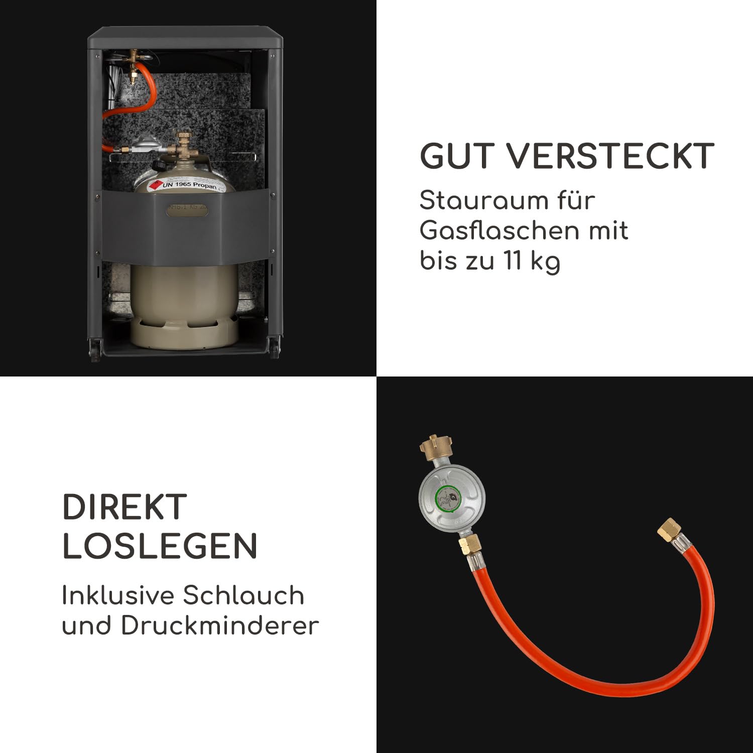 Blumfeldt Terrassenheizer, Outdoor-Gasheizstrahler, Gasheizofen für Garten & Balkon, Terrassen-Heizer mit Elektrischer Zündung, Kraftvoller Gas-Heizstrahler mit Bodenrollen und Handgriffe