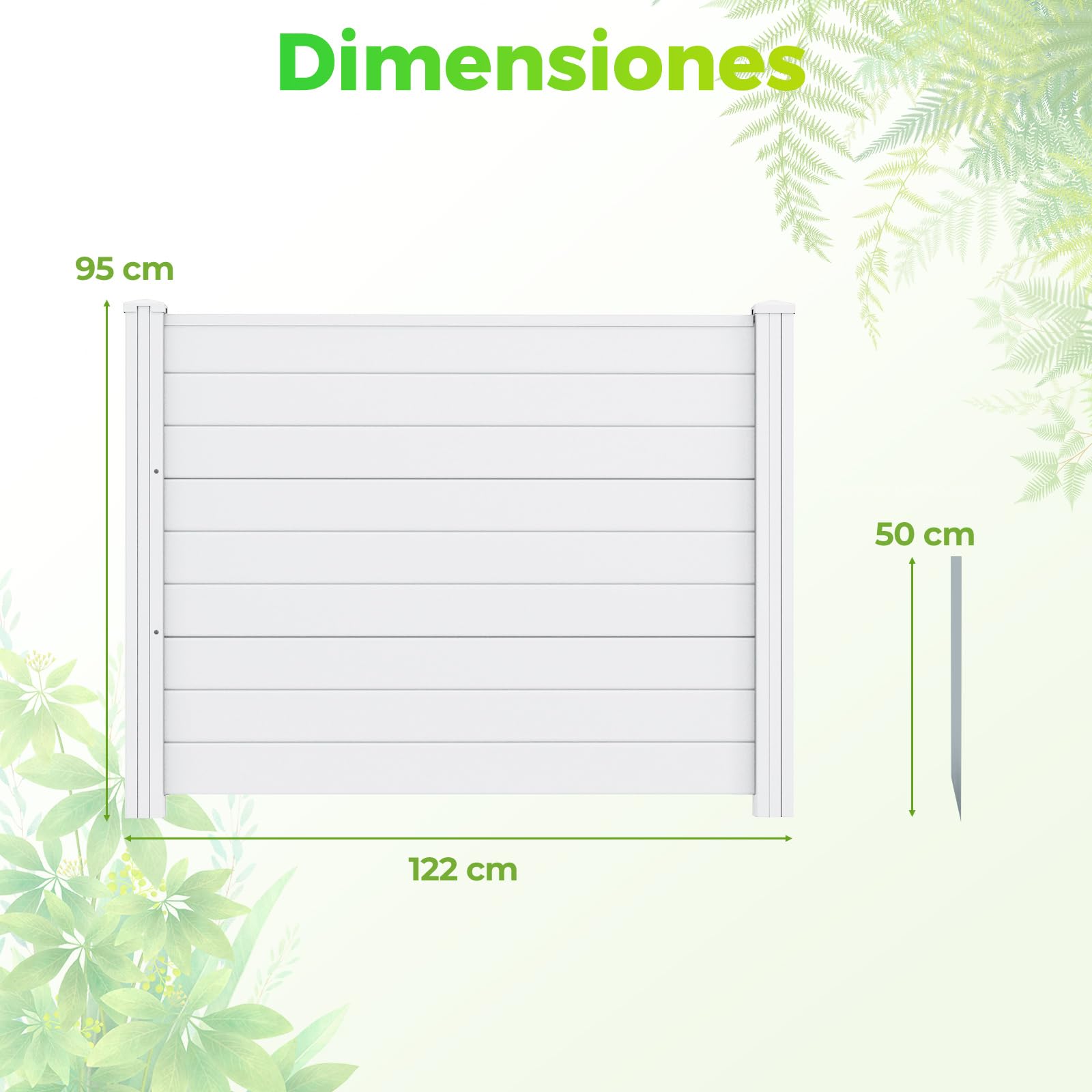 COSTWAY Vallas Jardin PP de 4 Paneles, 1220 x 95 mm, Valla de Ocultacidad | Pantallas de Privacidad con Estacas de Tierra para Aire Acondicionado y Cubo de Basura, Forma Recta o en L