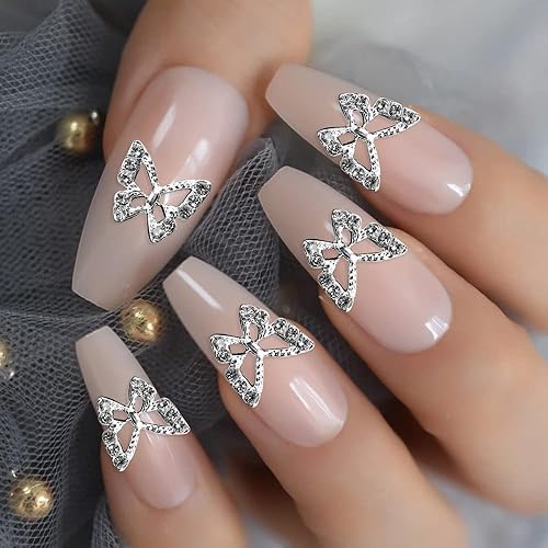 Miniatura 7 de Dijes de uñas de mariposa 10 piezas de diamantes de imitación de plata 3D decoración de uñas acrílicas brillantes diamantes de imitación gemas de