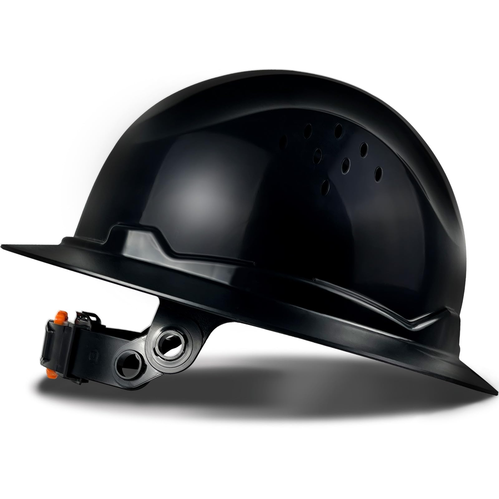 SAFEBUILDER Full Brim Hard Hat Breathable Safety Helmet Vented ANSI Z89.1 Approved Lightweight Hard Hats Construction & Industrial (Black Hard Hat)