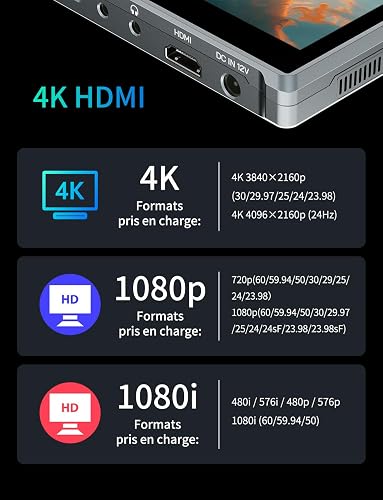 FEELWORLD FW759PRO Moniteur Caméra Écran Tactile 7 Pouces 1920x1080 Full HD Entrée/Sortie 4K HDMI avec Focus Peaking, 9:16 Marqueur,178° Grand Angle Inclut Batterie F550 2200mAh et Sac - 6