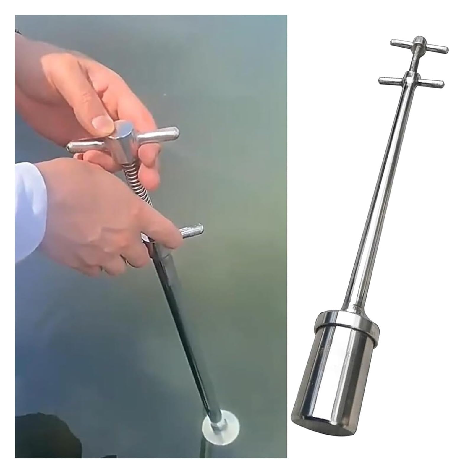 MZZKFC 1.6 3.3 5.9 FT Extra Long Water Sampling Dipper, Sample Rod Kit with Laser Scale & Push On Handle, 100 200 500 800 1000 ML Stainless Steel Liquid Dipper(100ml,5.9 ft/1.5m)