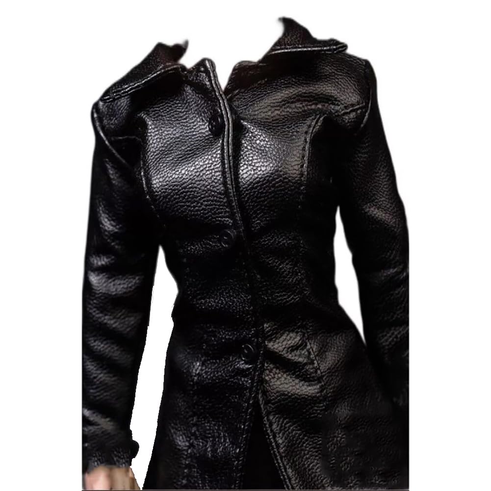Manteau noir en cuir 1/6 pour figurine Phicen 30 cm AMITD