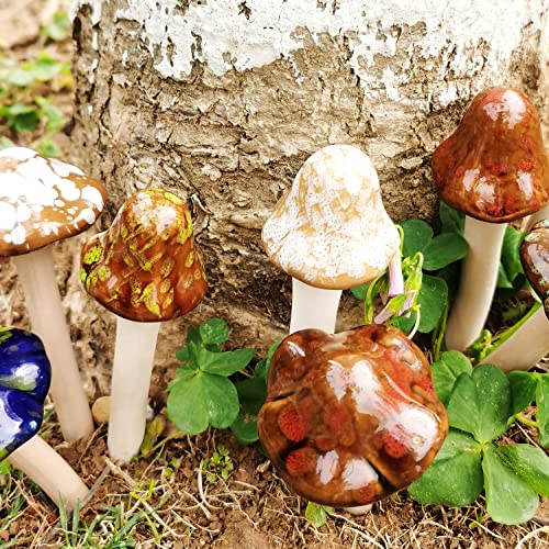 Moonzon 8Pcs Ceramic Mushroom Statue Garden Pot Decoration Mushroom Figurine Indoor And Outdoor Flowerpot Decoration Lawn Tree Ornaments Pottery Accessories #TOP3