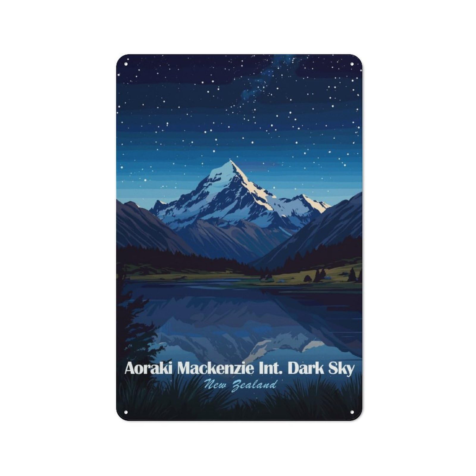 Junmoney Aoraki Mackenzie Dark Sky Retro-Style Metal Plaque 30X20cm For Kitchen Or Home Bar, Gift For Home Bar Enthusiasts During The Christmas Season