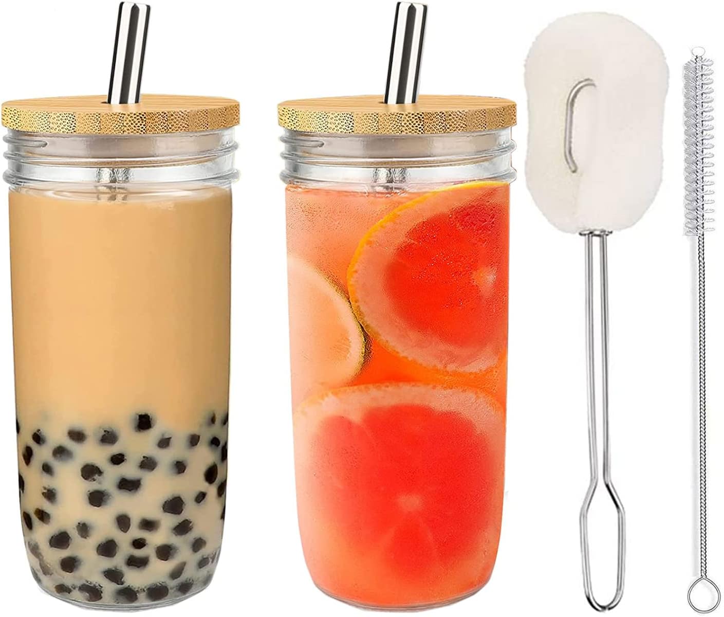 ALINK Bubble Tea Cup 2'li paket 750 ml cam bardak, tekrar