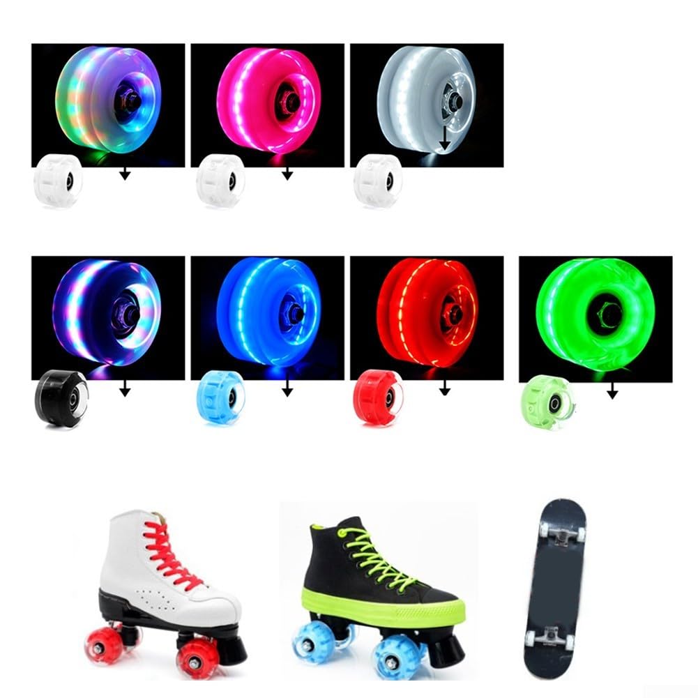 Roues de patins à roulettes LED 58 mm en polyuréthane (rose, bleu, vert)