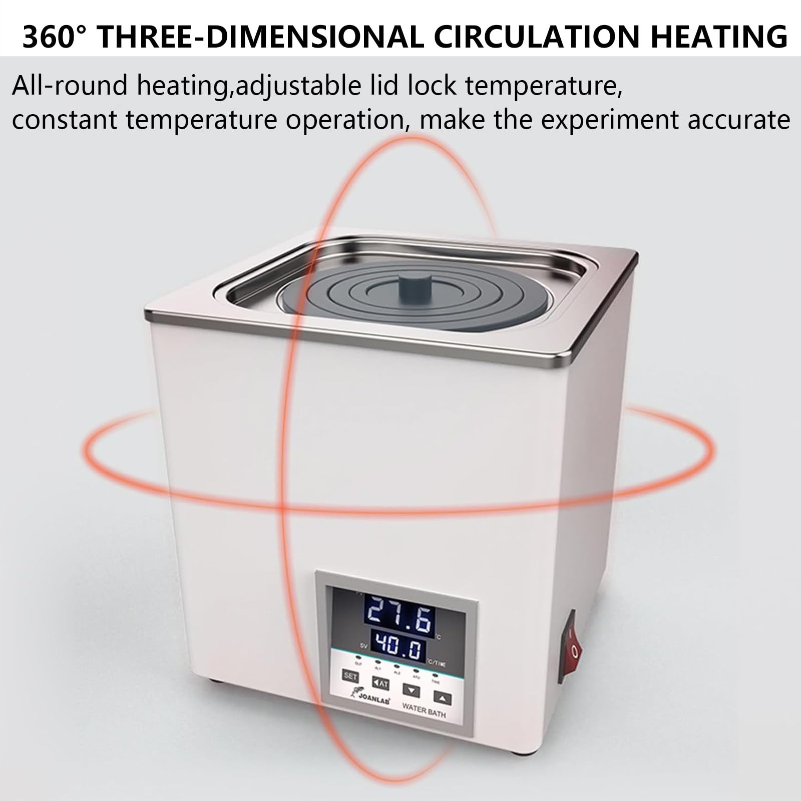 Baño De Agua Termostático Eléctrico Digital, Baño De Agua De Laboratorio De con Tapa Protectora, Baño De Agua Termostático De Uso Eléctrico para Experimentos De Laboratorio,8Hole