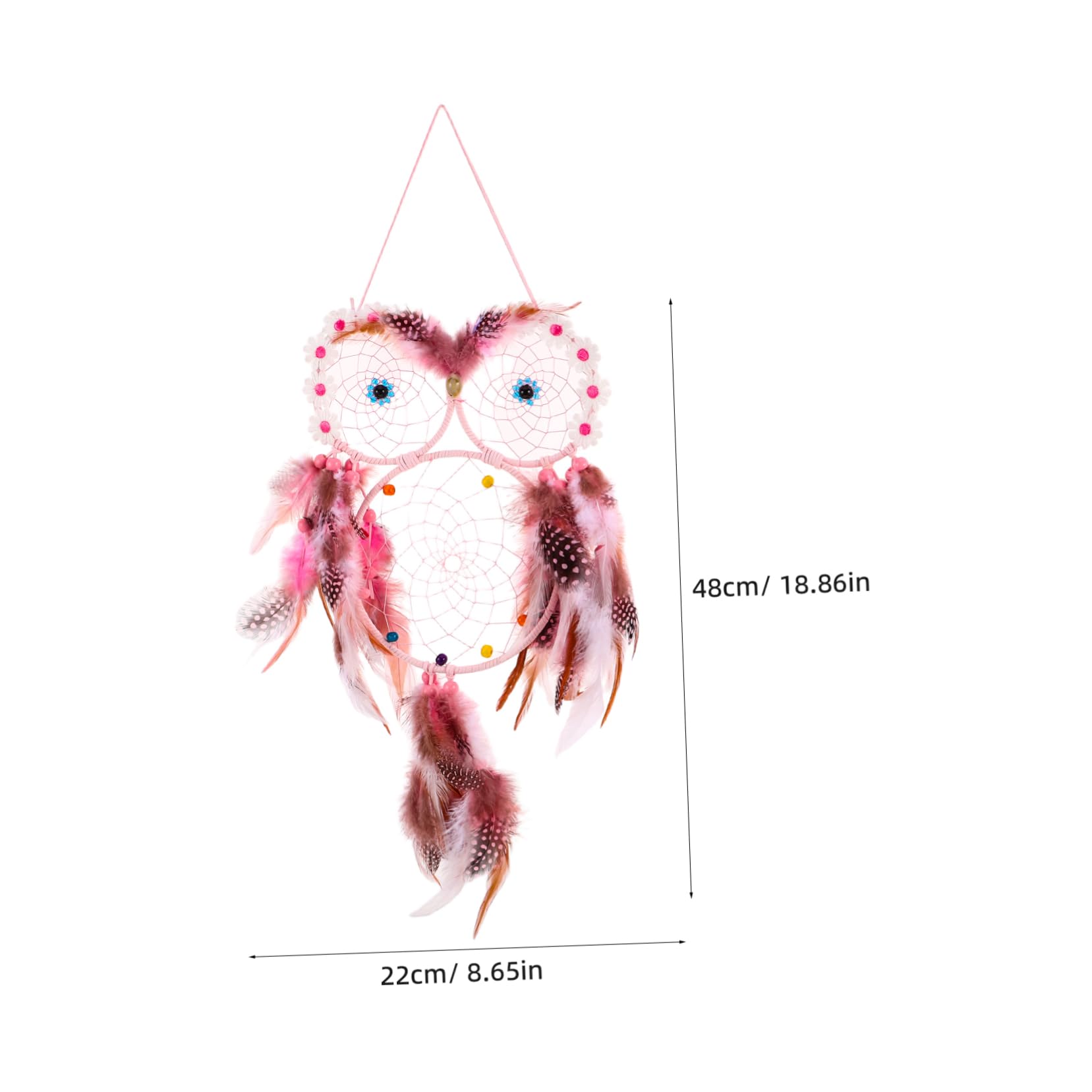 STOBAZA Owl Dream Catcher Wall Hanging Decor Whimsical Owl Shaped Bedroom Ornament for Easy to Install Boho Style Home Decoration for Rooms