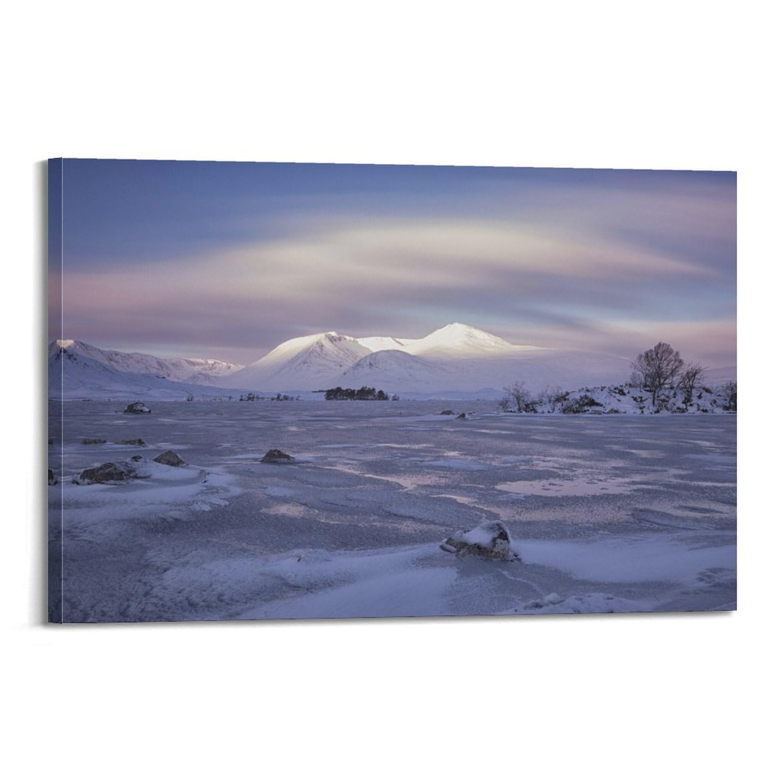 CXHJCA Mural Nature Poster Lochan Achlaise Frozen Lake-Winter Poster Decorative Painting Canvas Wall Posters And Art Picture Print Modern Family Bedroom Decor Posters 24x36inch(60x90cm)