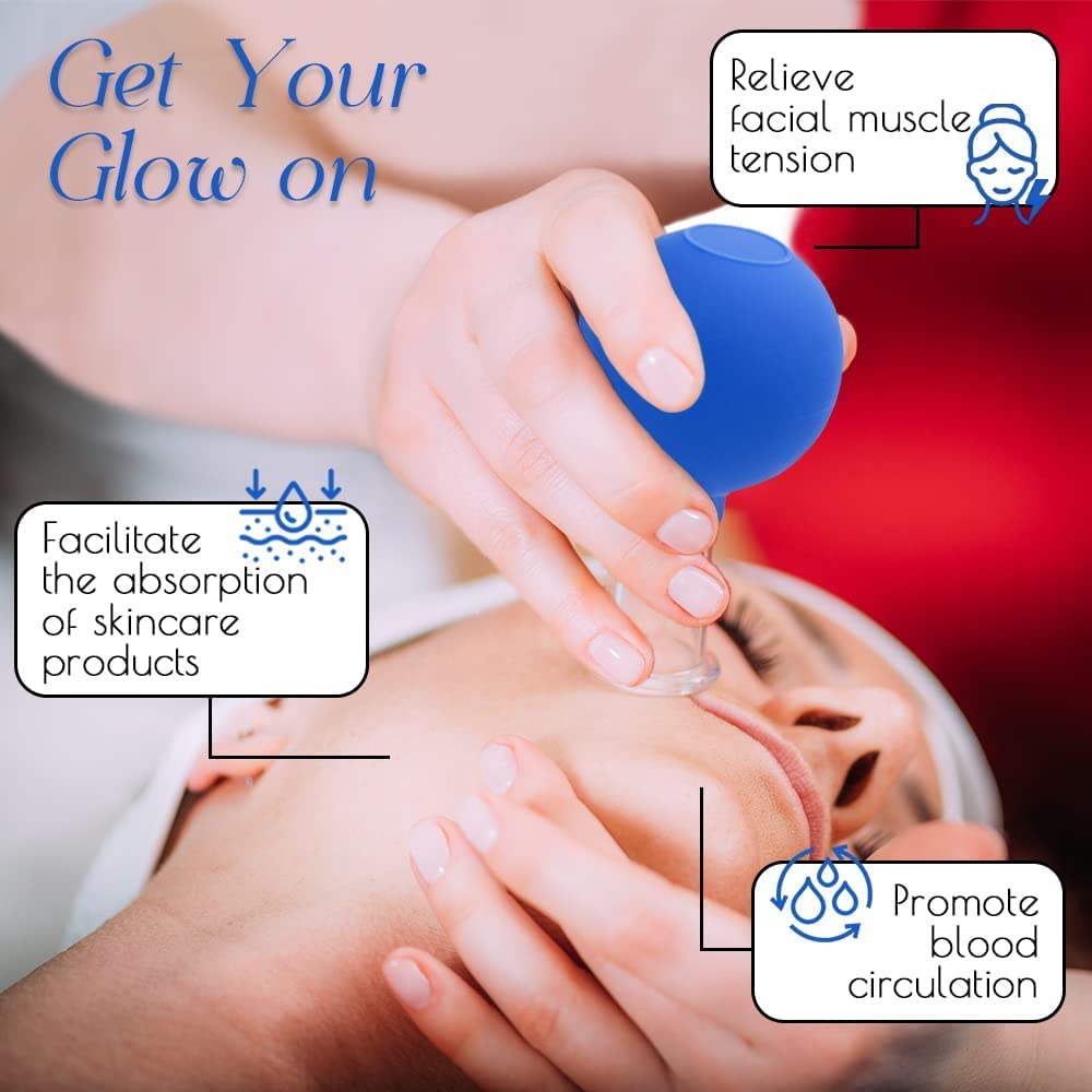 Orbica Sport Glass Facial Cupping Professional Massager Set- 4Pcs Silicone Vacuum Suction Face Massage Cups Anti Cellulite Lymphatic Therapy Sets For Eyes,Face And Body (Pack Of 4) 1