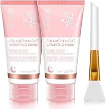 Collagen Night Wrapping Mask, Korean Collagen Face Mask Peel Off Face Mask to Improve Skin Elasticity, Moisturize, Smooth, and Firming Overnight (Pink-2pcs)