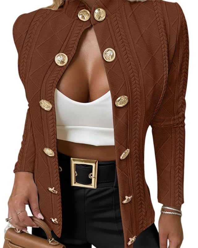 Image of CHICME Women's Argyle Cable Knit Cropped Jacket
