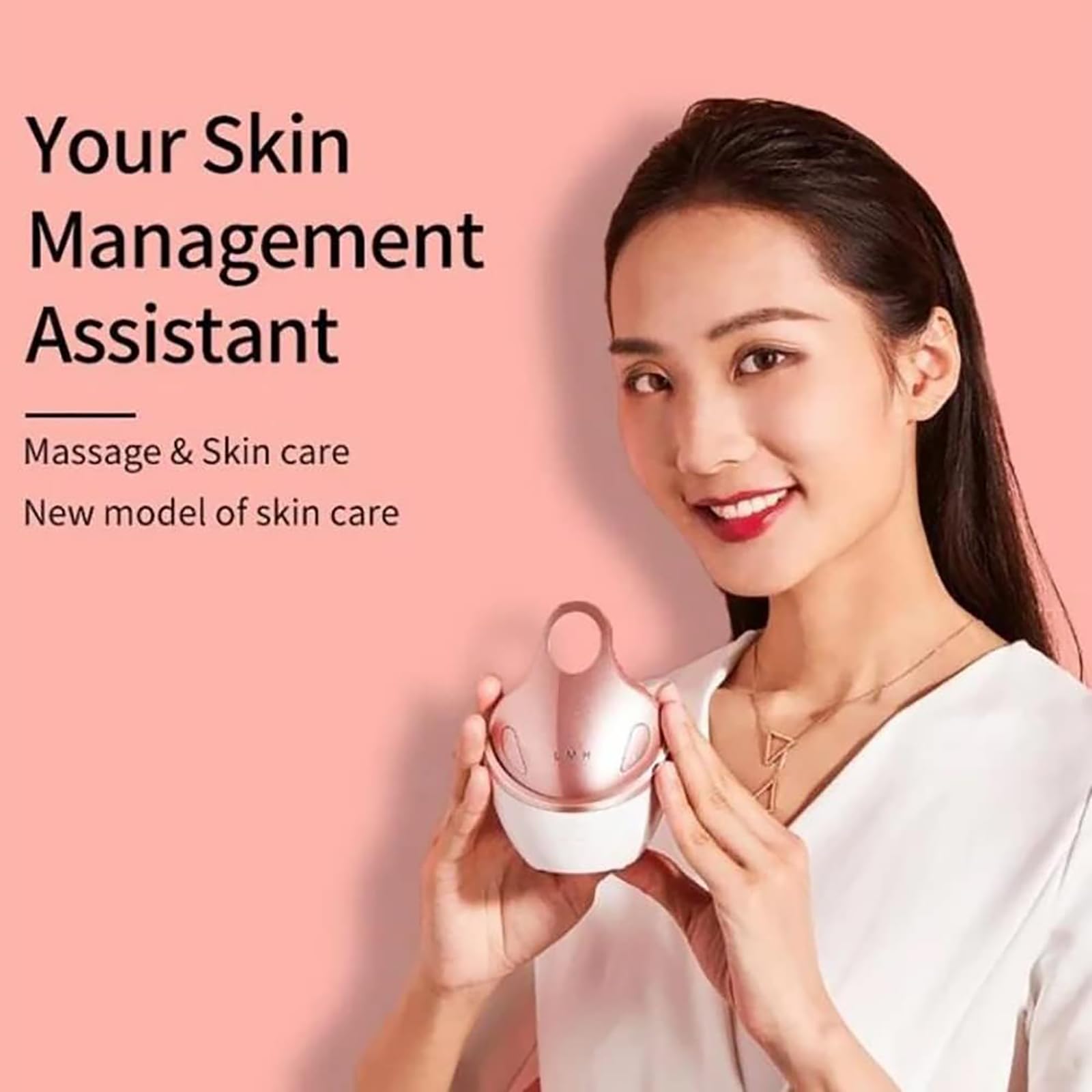Massaggiatore di Bellezza Viso EMS, Dispositivo di Bellezza Elettrico per La Cura della Pelle con 4 Testine Massaggianti, 5 modalità Pelle Delicata E 3 Intensità di Marcia Regolabili