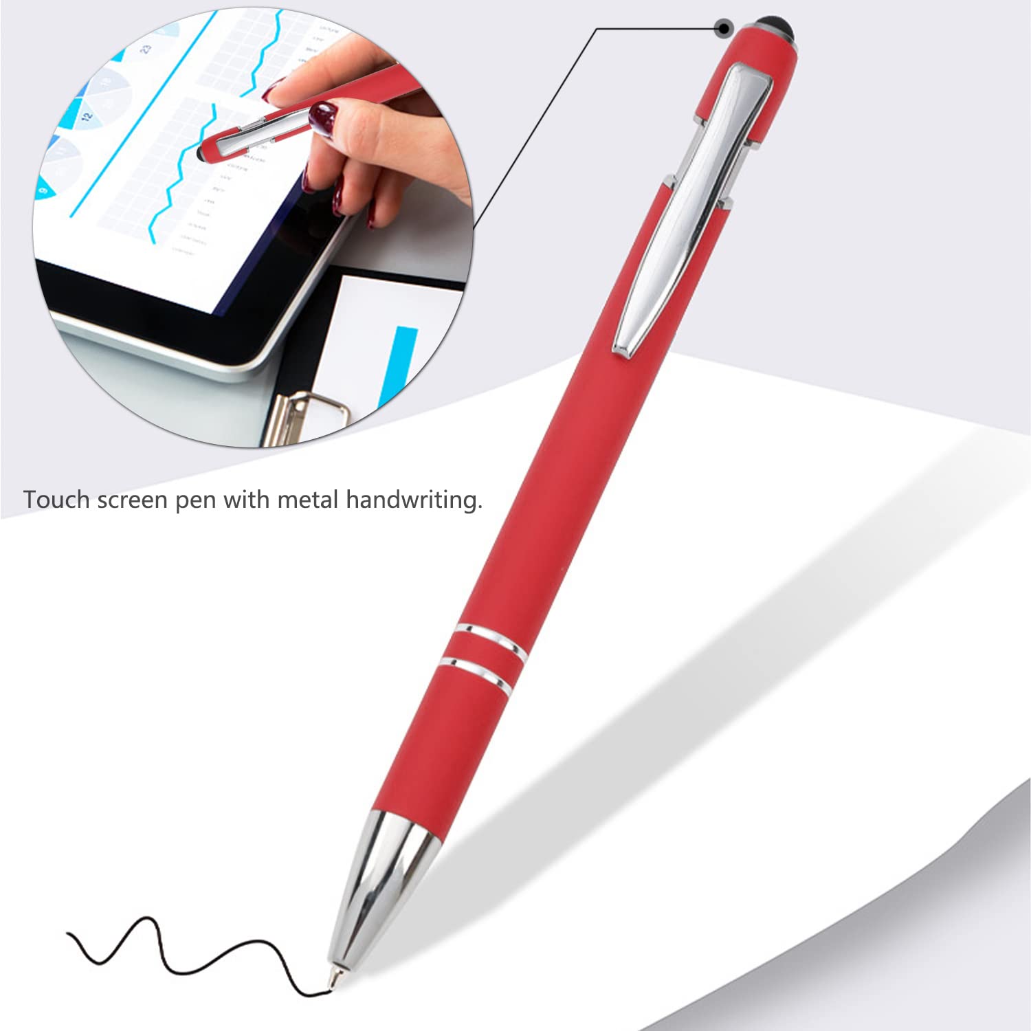 PHIEZC 10 PCS Penna a Sfera,Penna Touch Stilo Capacitive 2 In 1 Universali Compatibili,Stylus Compatibili con Smartphone e Tablet,Stilo Retrattile Adatto per l'Ufficio Del Tempo Libero