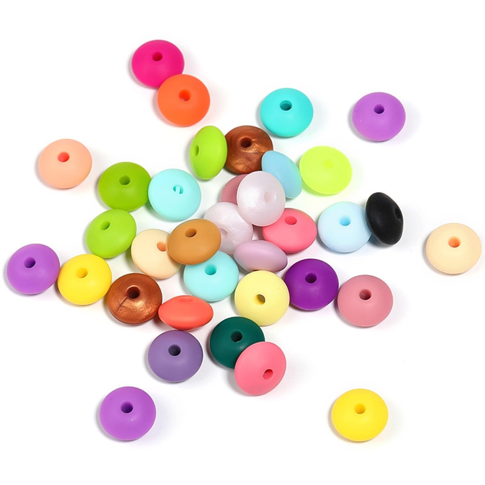 Perles en silicone rondes et plates colorées lot de 1000 pièces pour bijoux DIY