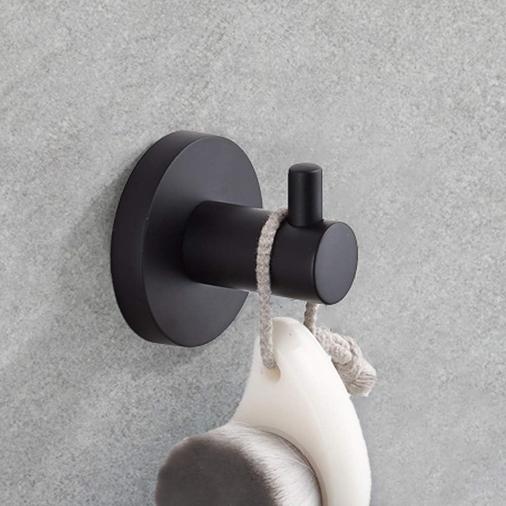 4-Piece Bathroom Hardware Set Black Wall Mounted, Robe Hook, Wall Toilet Paper Holder, Towel Ring, Adjustable Towel Bar(18’’-24’’),Bathroom Accessories Black Painted