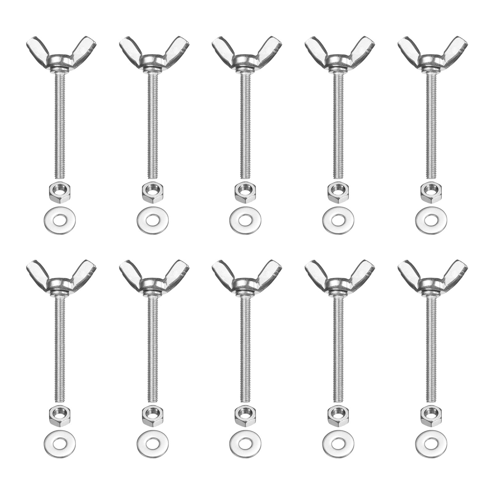 PATIKIL M3-0.5 x 30 mm Wing Butterfly Screw, 10 Pcs 304 Stainless Steel Wing Nuts and Bolts Machine Fastener Thumb Hand Screws for Electronic Equipment DIY Tools, Silver
