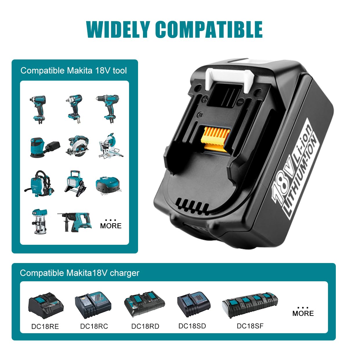 Batería 18V 5,5Ah con Cargador para Makita | Compatible BL1850 BL1860 BL1850B BL1860B BL1840 BL1830, Compatible Cargador DC18RA DC18RC DC18RD