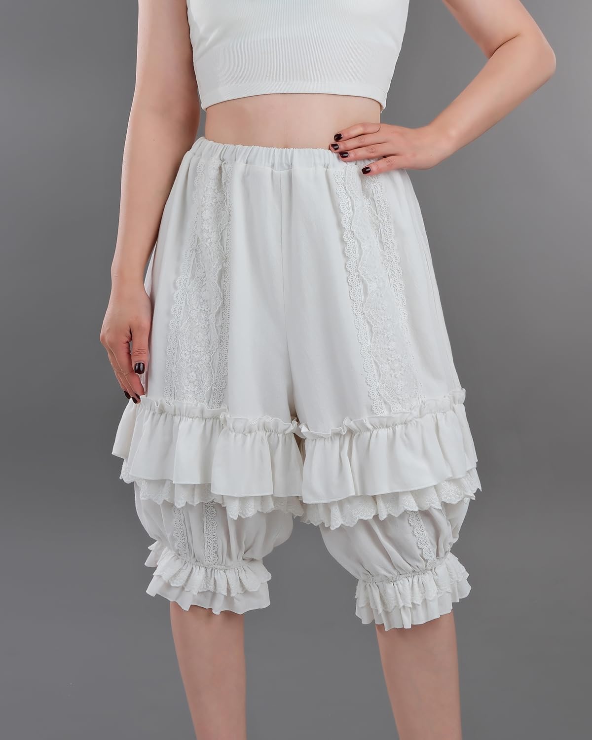 LTAKK Bloomers Women Ruffle Lace Pantaloons Renaissance Victorian Bloomers Kawaii Pumpkin Shorts - Image 3